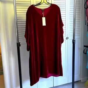 Eileen Fisher washable velvet kimono dress with pockets.